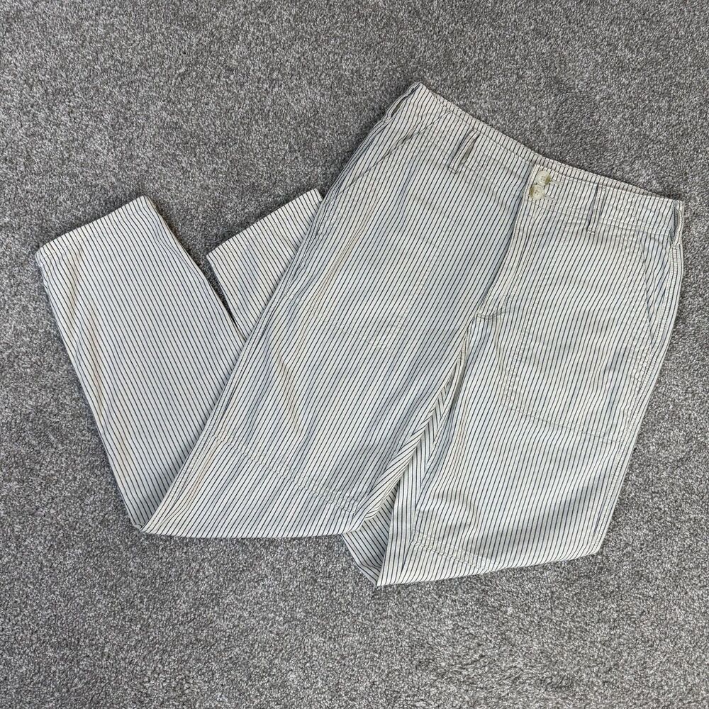 American Eagle Outfitters Pants Womens 0 White Blue Stripe Chino Twill Casual